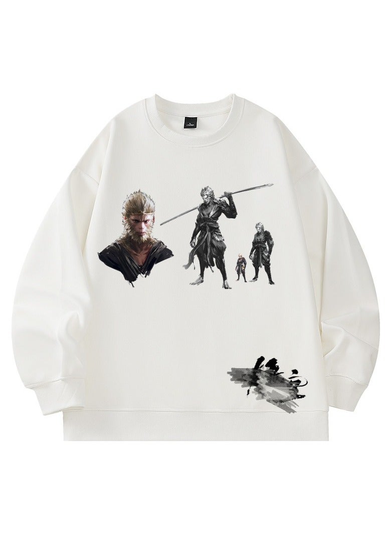 MQD Black Mythical Loose Round Neck Hoodie