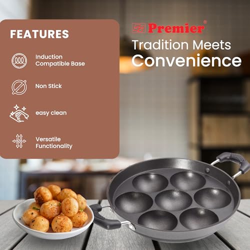 Premier Non-Stick 7 Cavity Paniyaram Pan | for Kuzhi Paniyaram, Appe, Paddu & Gunta Ponganalu | Induction Base - Image 4