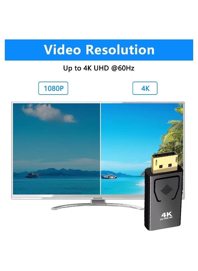 4K DisplayPort to HDMI Adapter, 2 Pack Uni-Directional DP PC to HDMI Monitor Converter, 4K Ultra HD DP Display Port to HDMI Adapter(Male to Female), Compatible for Lenovo Dell HP and Other Brand - Image 4