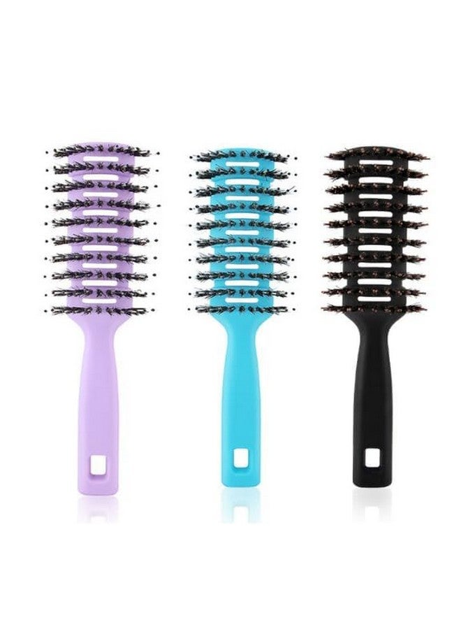 Hearts Hair Brush | Flexible Bristles Brush | Hair Brush With Paddle | Straightens & Detangles Hair Brush | Suitable For All Hair Types | Hair Brush Styling Hair | Round Vented | Set Of 3 | Multi - Image 2