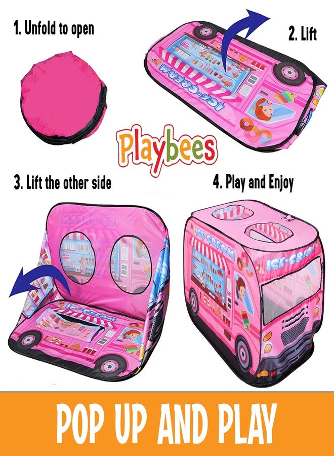 Playbees Musical Ice Cream Truck Pop Up Play Tent with 3 Openings - Tent for Toddlers - Indoor & Outdoor - Pop Up Tents for Kids - Includes Carry Bag and Sound Button- 43.5x28x26.5 Inch - Image 3