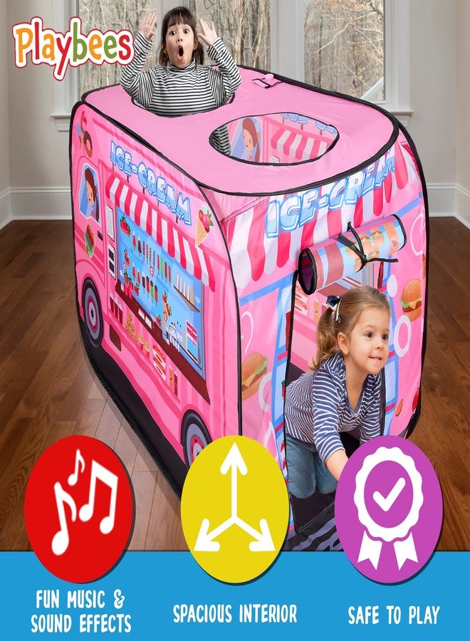 Playbees Musical Ice Cream Truck Pop Up Play Tent with 3 Openings - Tent for Toddlers - Indoor & Outdoor - Pop Up Tents for Kids - Includes Carry Bag and Sound Button- 43.5x28x26.5 Inch - Image 4