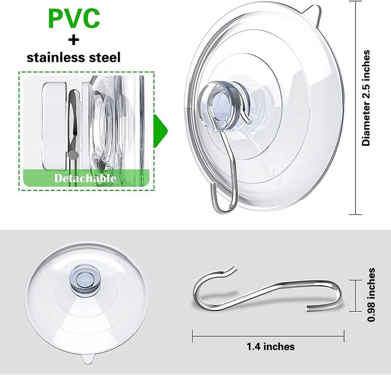 آيباما خطافات كوب الشفط الكبيرة من مقاس 60 مم، كوب PVC شفاف قوي مع خطافات معدنية قابلة للإزالة، مقاومة للماء والزيت، مثالية للمطبخ والحمام والدش والجدار والنافذة والزجاج (عبوة من 24 قطعة) - Image 2