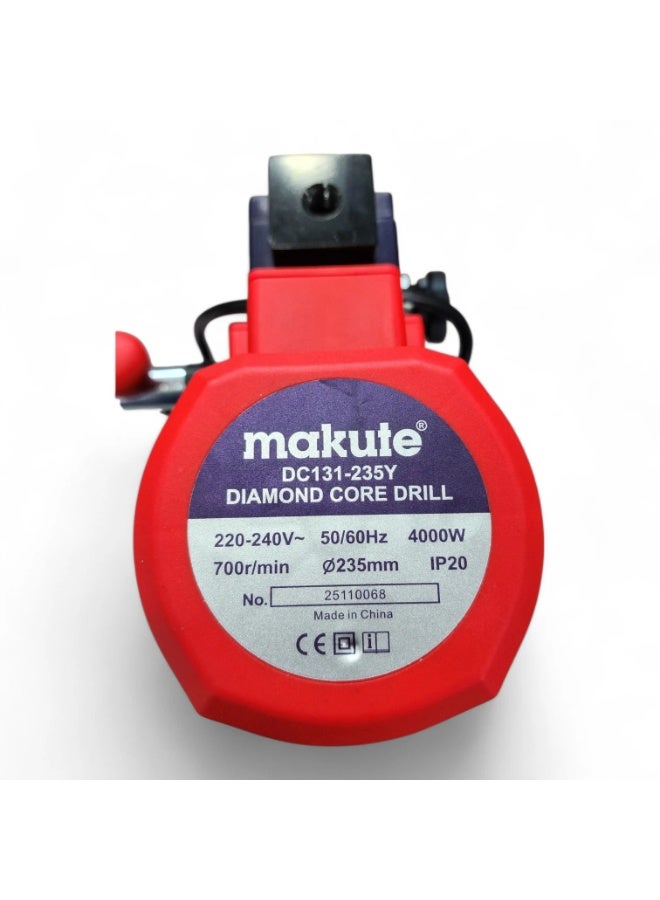 ماكيوت ماكينة حفر ماسية Makute DC131-235Y بقوة 4000 واط، قطر 235 مم، حفر خرساني شديد التحمل، 220-240 فولت، 700 دورة في الدقيقة - Image 2