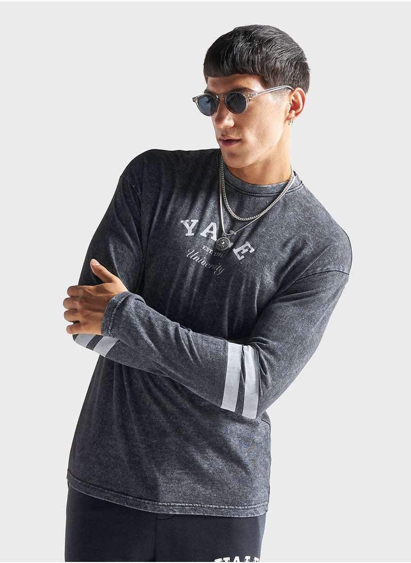 FAV Text Print Crew Neck T-Shirt  - Image 1