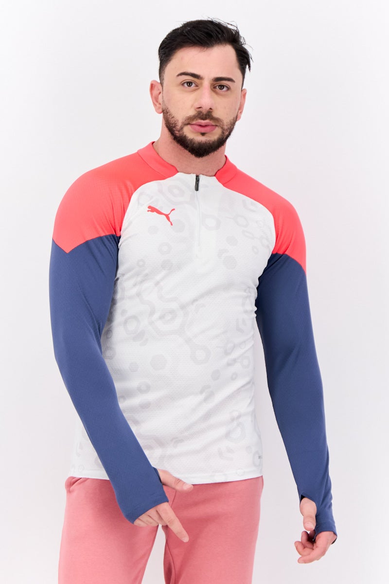 PUMA قميص تدريب بأكمام طويلة للرجال بتصميم نحيف، مجموعة بيضاء - Image 1