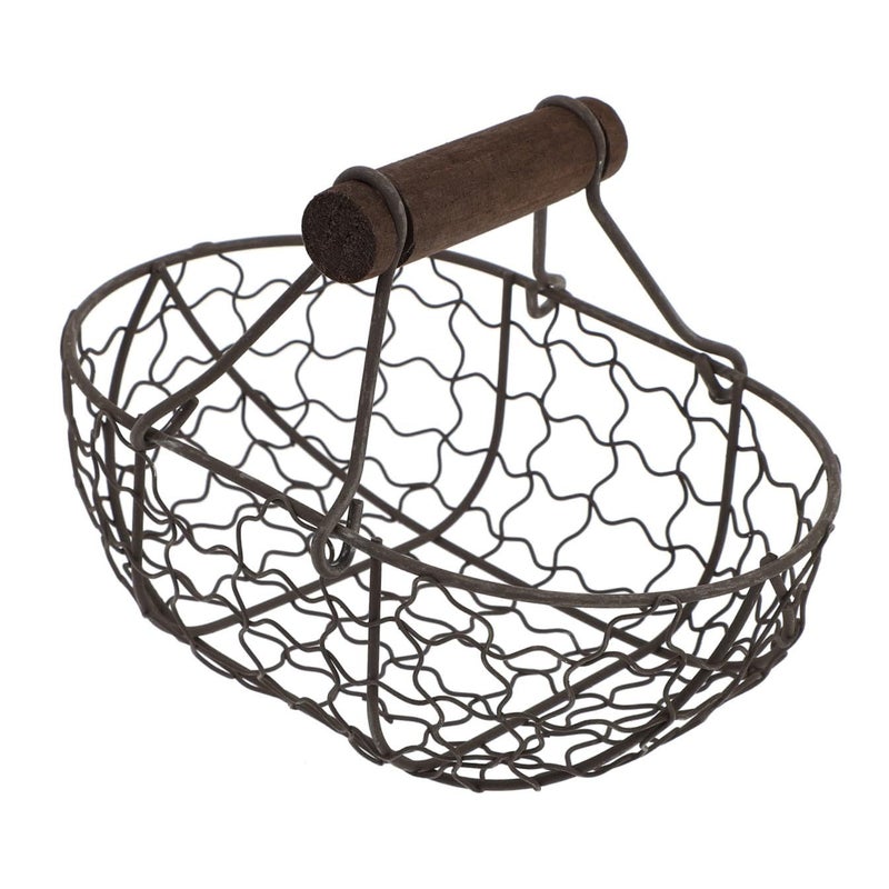 Sturdy Portable Iron Wire Bread Fruit Basket with Handle Random Color Kitchen Storage - Image 2