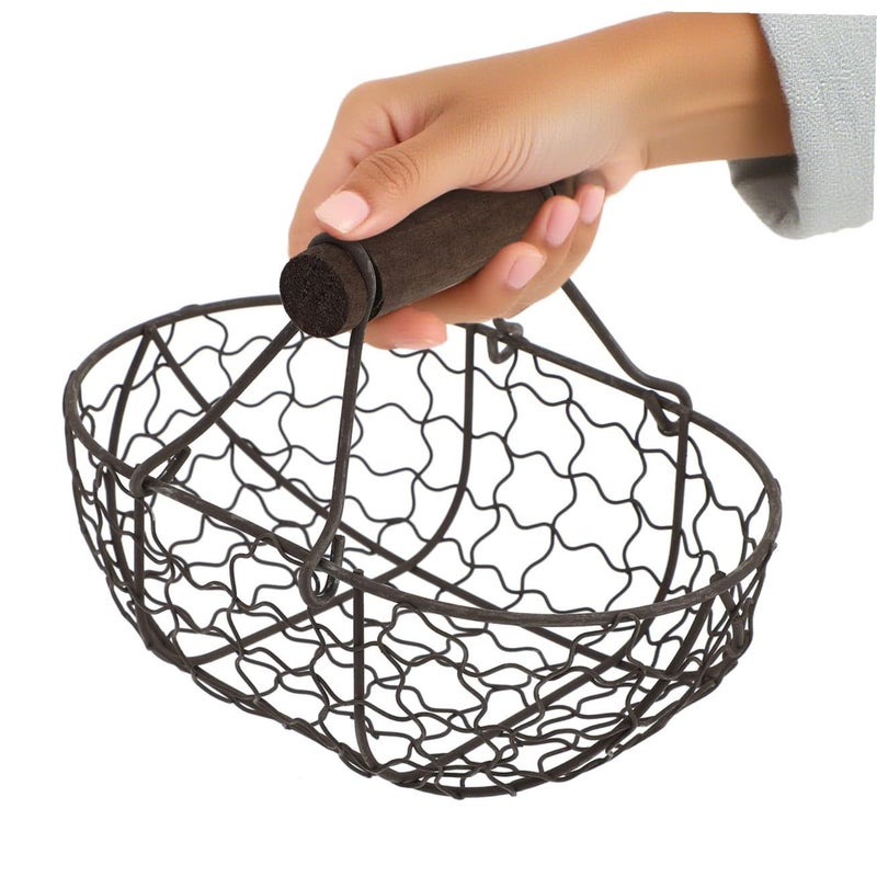 Sturdy Portable Iron Wire Bread Fruit Basket with Handle Random Color Kitchen Storage - Image 5