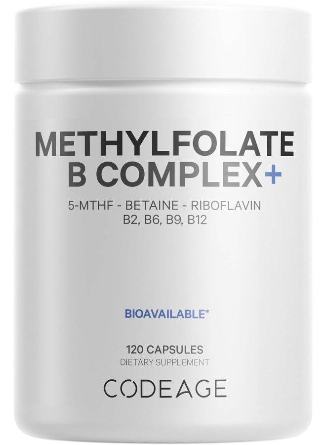 Codeage Methyl-Elite Methylation Supplements - 5 Mthf, Methylcobalamin 1000Mcg Methylated Vitamin B12, Riboflavin, Betaine, Vitamins B6, Methylfolate, Methylation Cycle Mthfr - 2 Months - 120 Capsules - Image 1