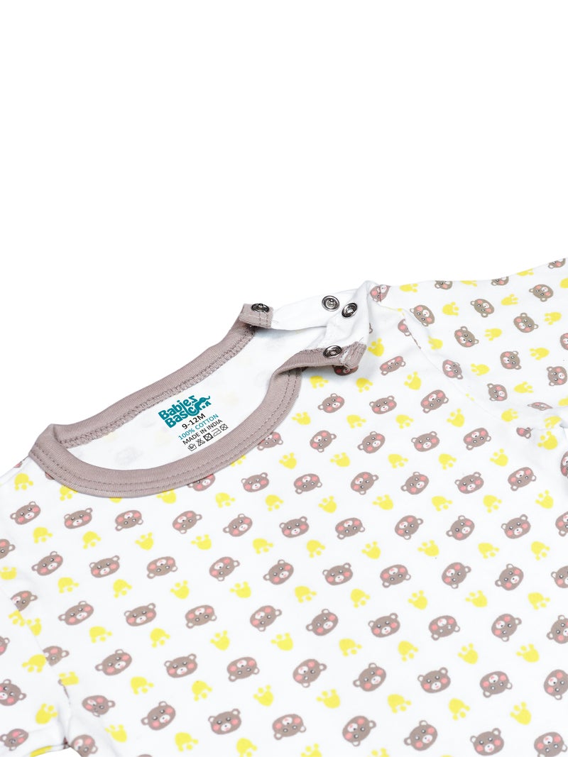 Babies Basic 5 piece Unisex 100% Cotton Sets include Bib, Romper, Mittens, Cap and Sleepsuit/Jumpsuit - Image 5