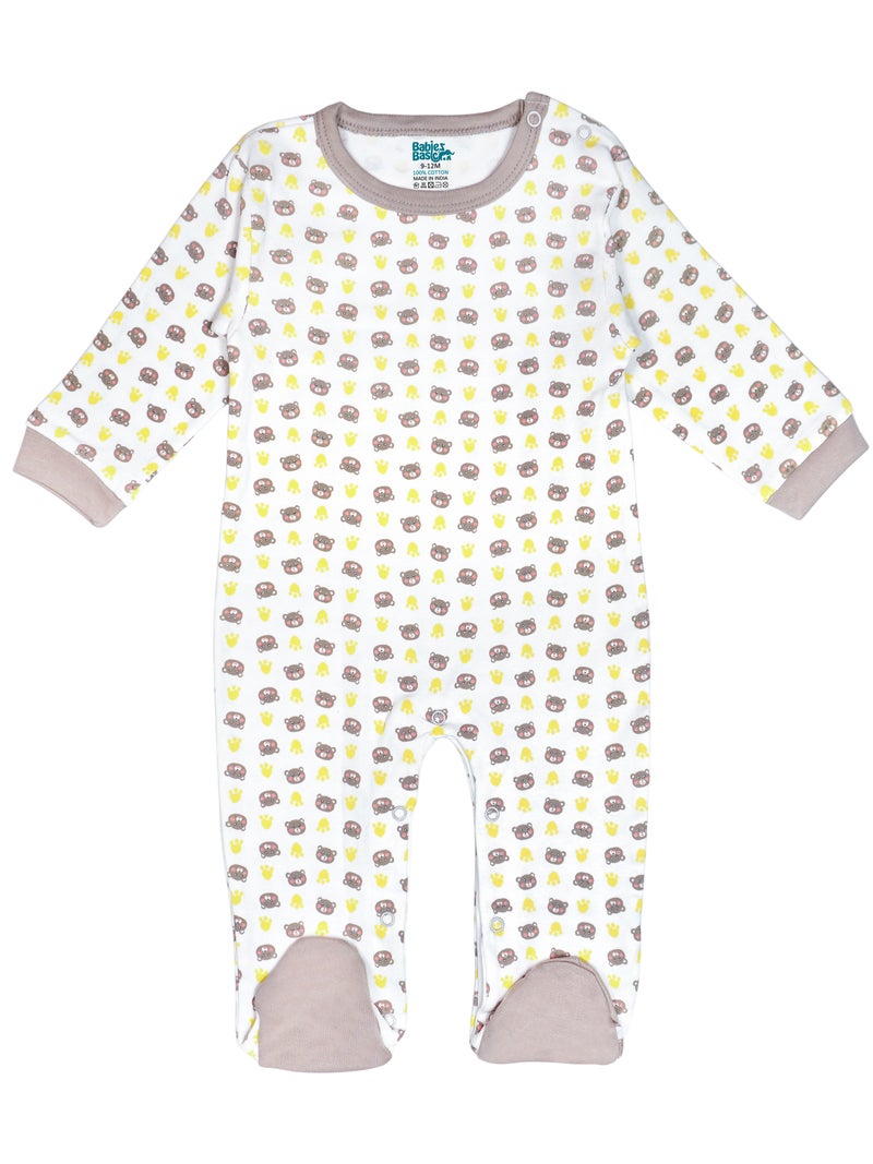 Babies Basic 5 piece Unisex 100% Cotton Sets include Bib, Romper, Mittens, Cap and Sleepsuit/Jumpsuit - Image 2