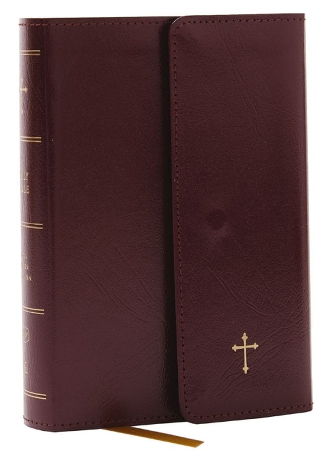 الكتاب المقدس KJV مضغوط مع 43,000 مرجع متقاطع جلد بورجوندي مع غلاف طي مطبوع بأحمر طباعة مريحة نسخة الملك جيمس - غلاف ورقي