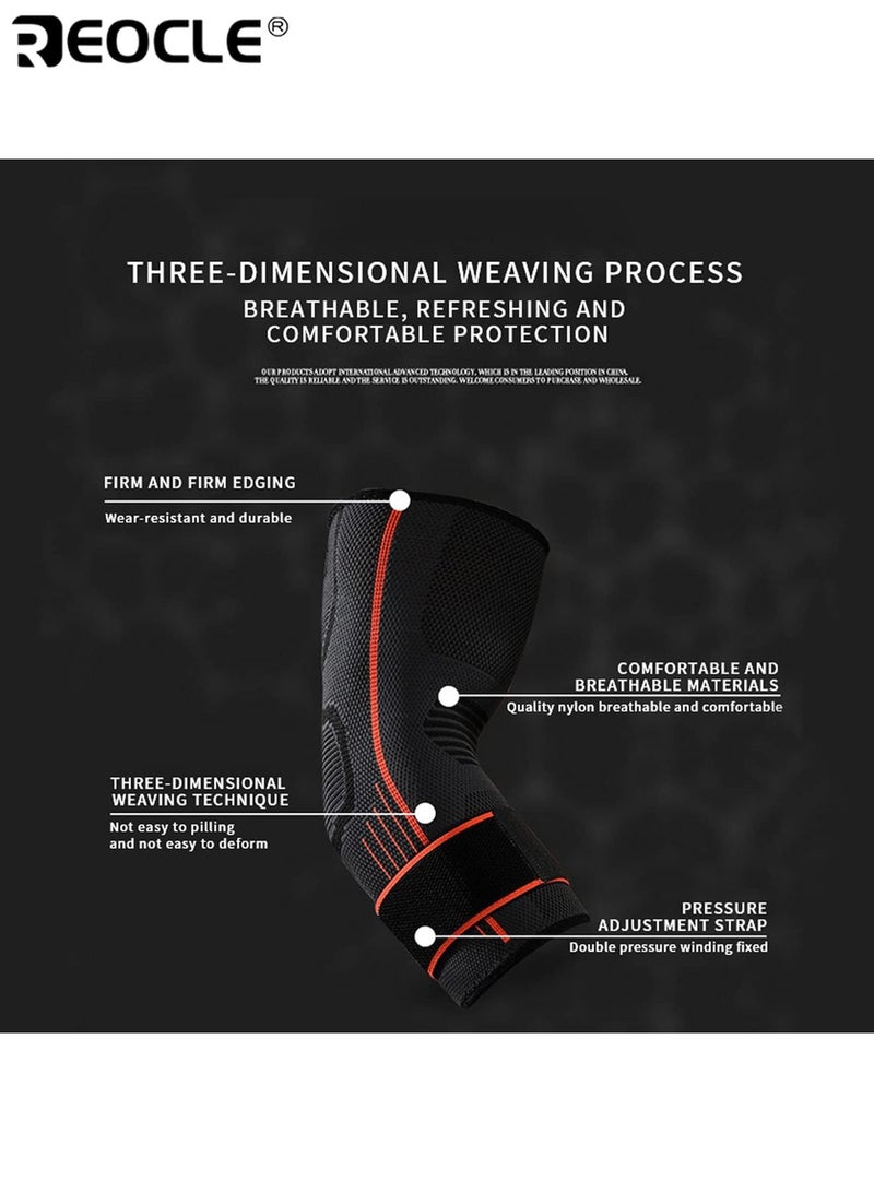 REOCLE 2PCS Elbow Brace Adjustable Compression Sleeve for Men and Women for Workout Basketball Tennis Pain Relief from Tendonitis Arthritisdeal for Workout Basketball Golf Tennis for Men and Women  (Size M) - Image 2