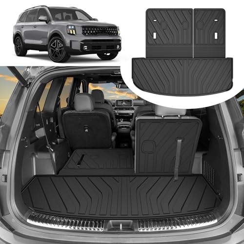 TTX LIGHTING Cargo Liner & Backrest Mat Fit for Kia Telluride 2020-2025: Cargo Mat with Backrest Mat Behind 3rd Row Back Seat Protector - All Weather Protection Trunk Mat with Back Seat Cover Telluride Accessories - Image 1