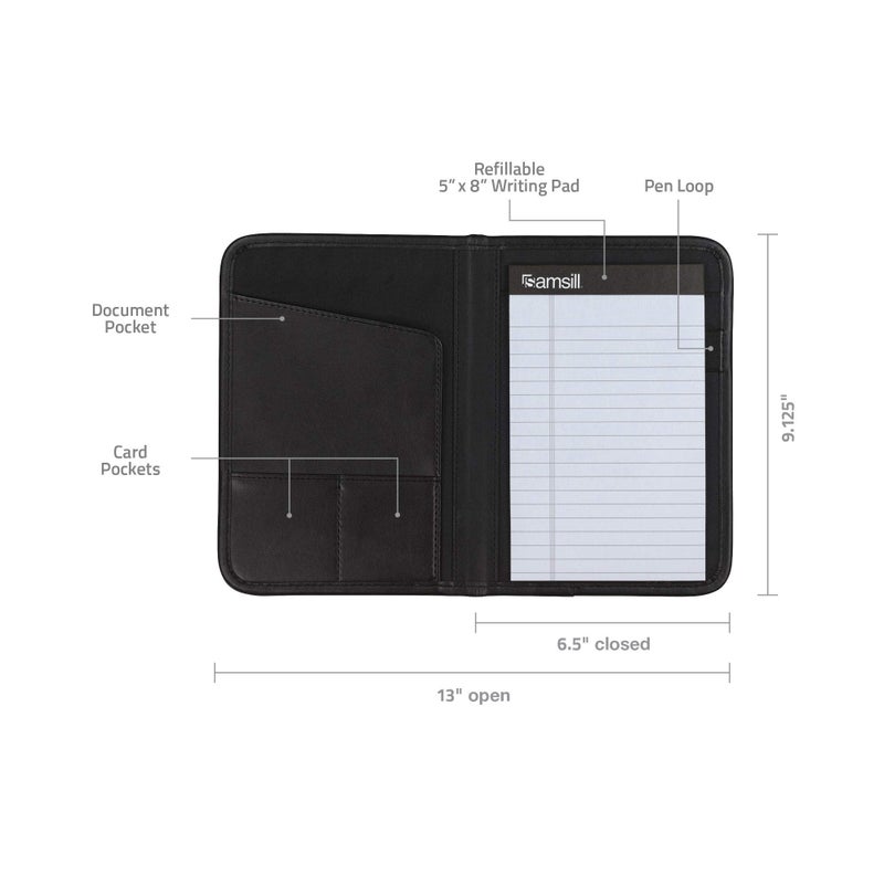 Samsill محفظة سامسيل المهنية، محفظة مصنوعة من الجلد الصناعي، مع دفتر كتابة 5 × 8، أسود - Image 3