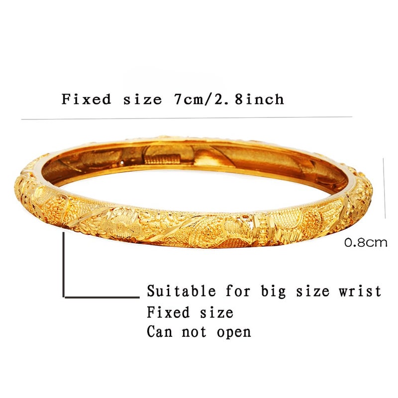 Ethlyn Valentines' Day Gift for her Women Gold Color large Sized Plus Size Fixed Size 2.7inch Bangles&Bracelet Birthday Day Gift Wedding Gifts - Image 3