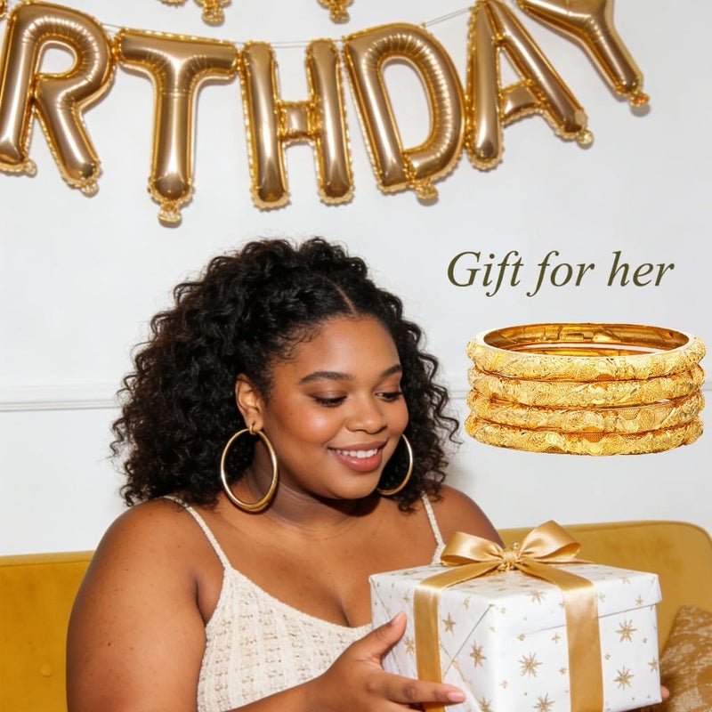 Ethlyn Valentines' Day Gift for her Women Gold Color large Sized Plus Size Fixed Size 2.7inch Bangles&Bracelet Birthday Day Gift Wedding Gifts - Image 2