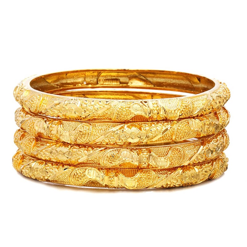 Ethlyn Valentines' Day Gift for her Women Gold Color large Sized Plus Size Fixed Size 2.7inch Bangles&Bracelet Birthday Day Gift Wedding Gifts - Image 1