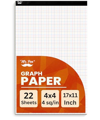 Mr. Pen Mr Pen Graph Paper Pad 17x11 Inches 4x4 4 Squares per Inch 22 Sheets Ideal for Math Graphing and Sketching Grid Paper for Students Engineers Artists - Image 1
