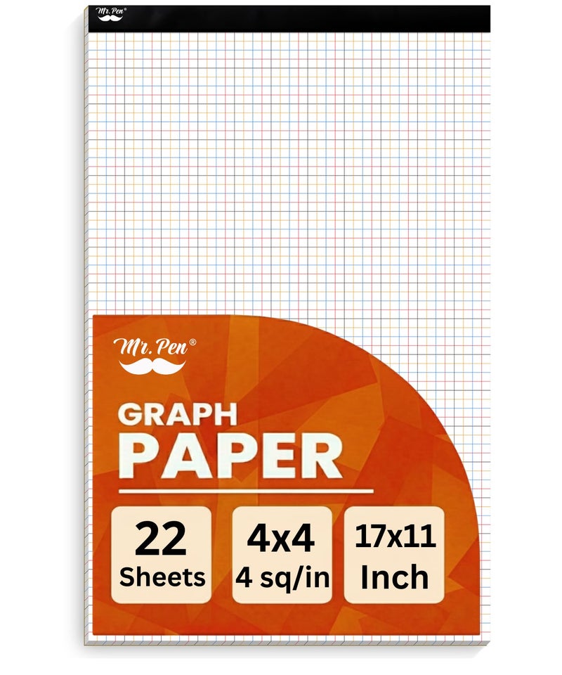 Mr. Pen Mr Pen Graph Paper Pad 17x11 Inches 4x4 4 Squares per Inch 22 Sheets Ideal for Math Graphing and Sketching Grid Paper for Students Engineers Artists - Image 2