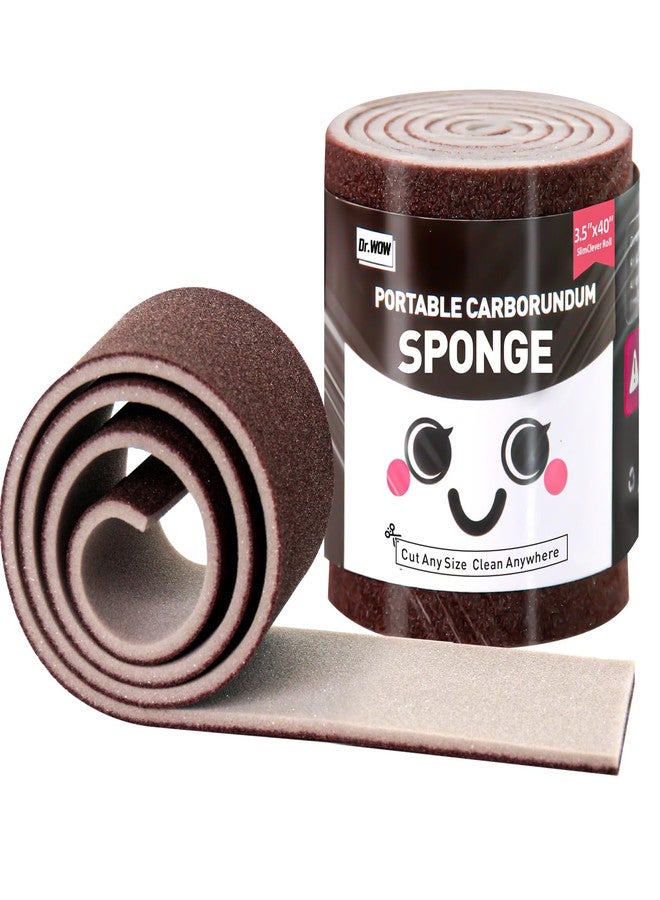 Dr.WOW Carborundum Heavy Duty Scouring Sponges - Fiberglass-Free Nano Rust Eraser for Pots, Pans, Grill, Oven Racks & Sink Stains (3.5" x 40" SlimClever Roll) - Image 1