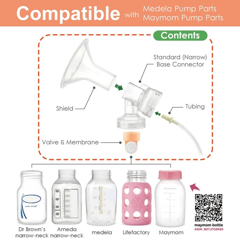 Maymom Breast Pump Kit Compatible with Medela Pump in Style Advanced Pump; 2xTwo-Piece 19mm Breastshield, 2 Valve, 4 Membrane, 2 Replacement Tubing; Replacement Part for Medela Shield, Silicone Valve - Image 3