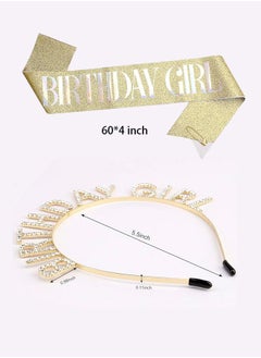 Fazza Birthday Queen Straps and Rhinestone Headband Set, Girls Birthday Crown, Gold Glitter Birthday Headband, Women Birthday Party Supplies Gift  - Image 2