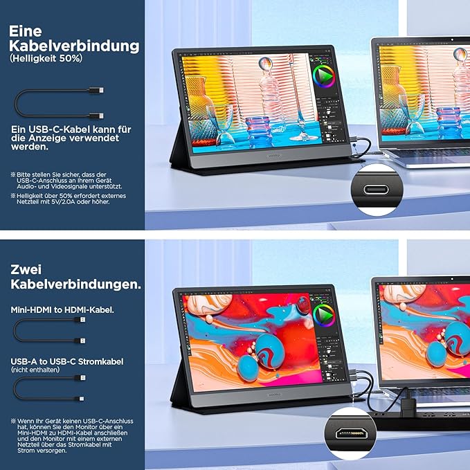 KOORUI 15.6 Inch IPS FHD Portable Monitor 60Hz Built-in Dual Speaker - Image 2