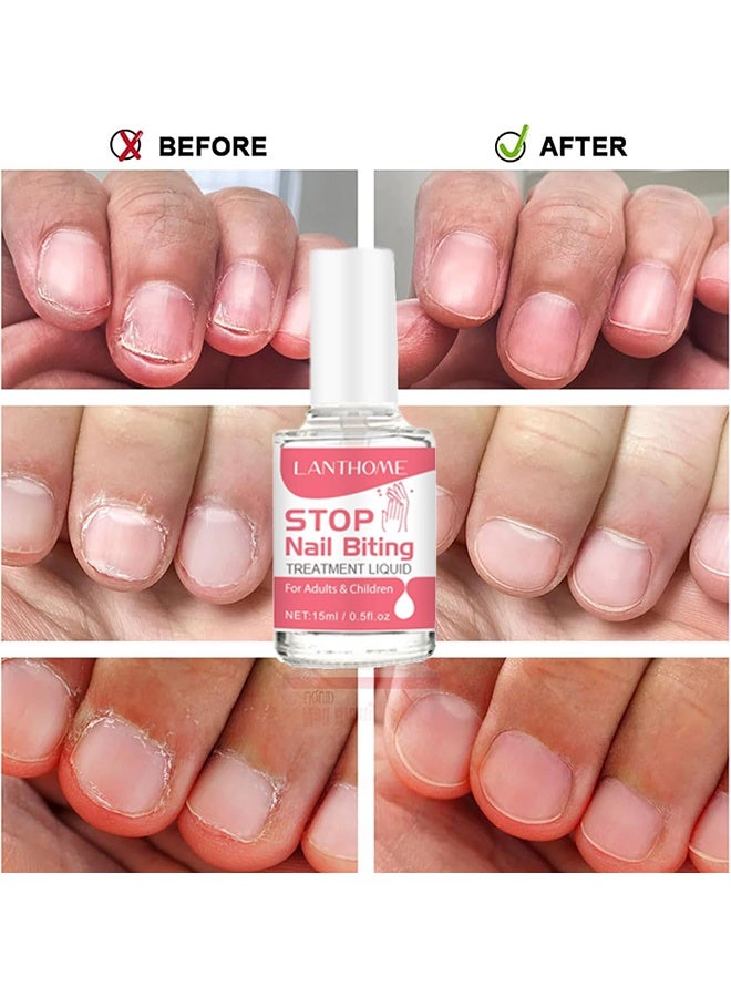 لانثوم Stop Nail Biting, Anti Nail Biting Polish, Clear Varnish to Discourage Nail Biting and Thumb Sucking for Kids and Adults, Plant Extracts (15ml) - Image 3