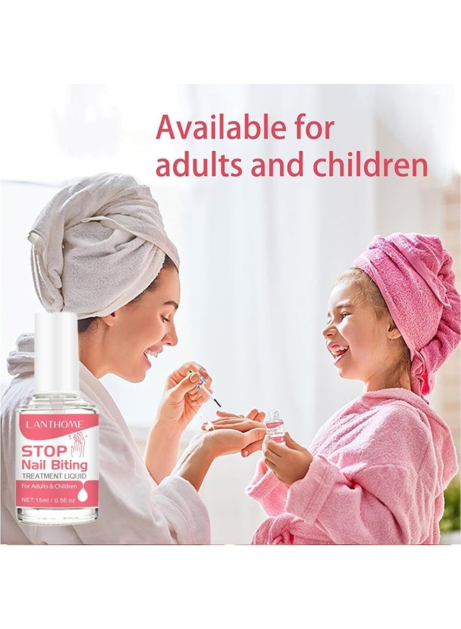 لانثوم Stop Nail Biting, Anti Nail Biting Polish, Clear Varnish to Discourage Nail Biting and Thumb Sucking for Kids and Adults, Plant Extracts (15ml) - Image 2