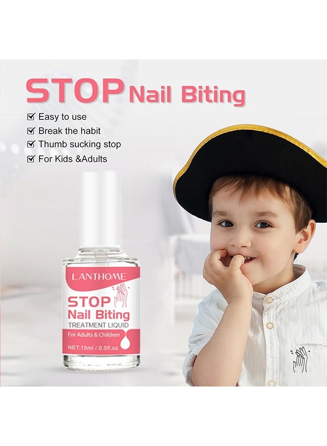 لانثوم Stop Nail Biting, Anti Nail Biting Polish, Clear Varnish to Discourage Nail Biting and Thumb Sucking for Kids and Adults, Plant Extracts (15ml) - Image 4