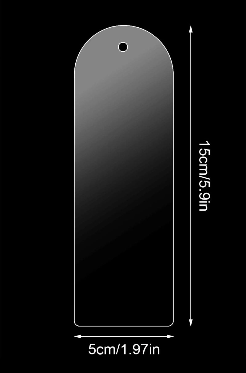 PENTA ANGEL Blank Clear Acrylic Bookmakrs Penta Angel 20Pcs Plastic Craft Transparent Acrylic Bookmakrs with 20Pcs Small Bookmakrs Tassels for DIY Projects and Graduation Gift Tag (Semicircle) - Image 2