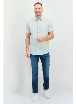 Jack Jones Men Regular Fit Solid Short Sleeves Casual Shirt, Soothing Sea  - Image 2