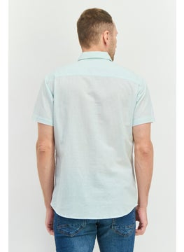 Jack Jones Men Regular Fit Solid Short Sleeves Casual Shirt, Soothing Sea  - Image 3