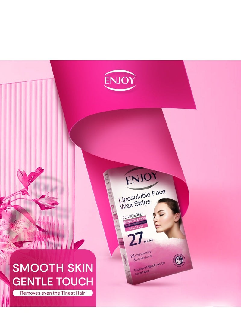 Enjoy Liposoluble Face Wax Strips for Sensitive Skin – Effective Facial Hair Removal – 27PCS - Image 3