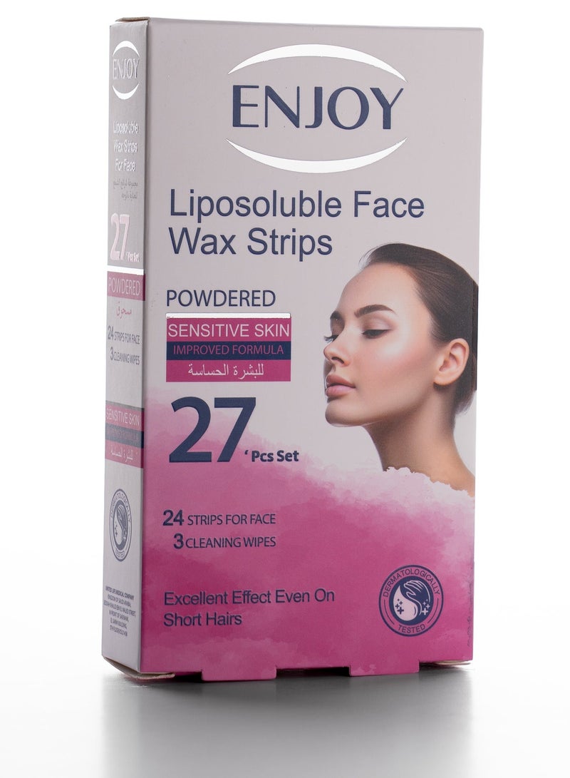 Enjoy Liposoluble Face Wax Strips for Sensitive Skin – Effective Facial Hair Removal – 27PCS - Image 1
