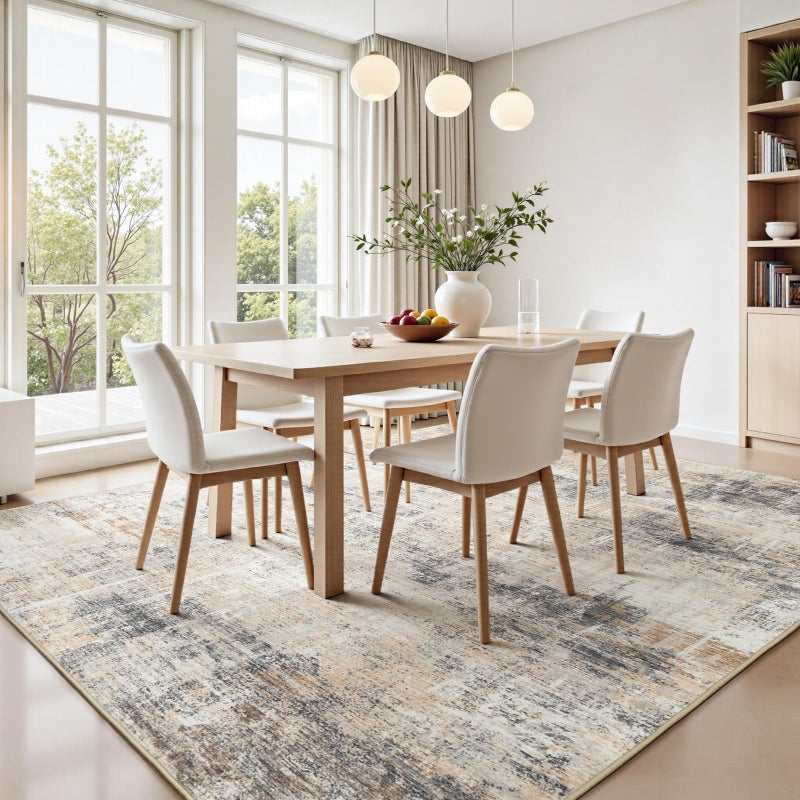 Lofus 8x10 Area Rug for Living Room, Gold Abstract Large Rugs with Non-Slip Backing, Neutral Modern Washable Carpet for Bedroom Dining Room Home Office Nursery Indoor - Image 3