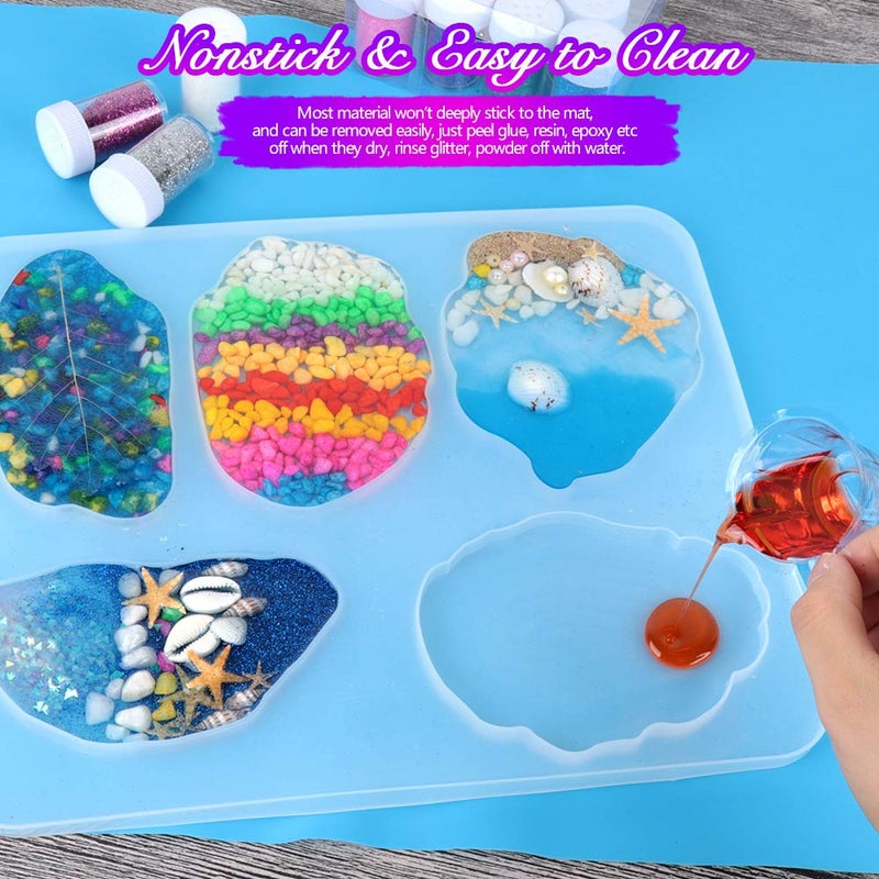 LEOBRO Silicone Mat, 23.4â€ x 15.6â€ Blue Silicone Mats for Crafts, Resin Molds, Play Dough Mat, for Resin, Clay, Paint, Arts and Crafts, 1 MM Thick - Image 3
