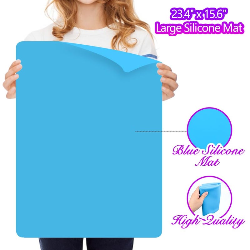 LEOBRO Silicone Mat, 23.4â€ x 15.6â€ Blue Silicone Mats for Crafts, Resin Molds, Play Dough Mat, for Resin, Clay, Paint, Arts and Crafts, 1 MM Thick - Image 2