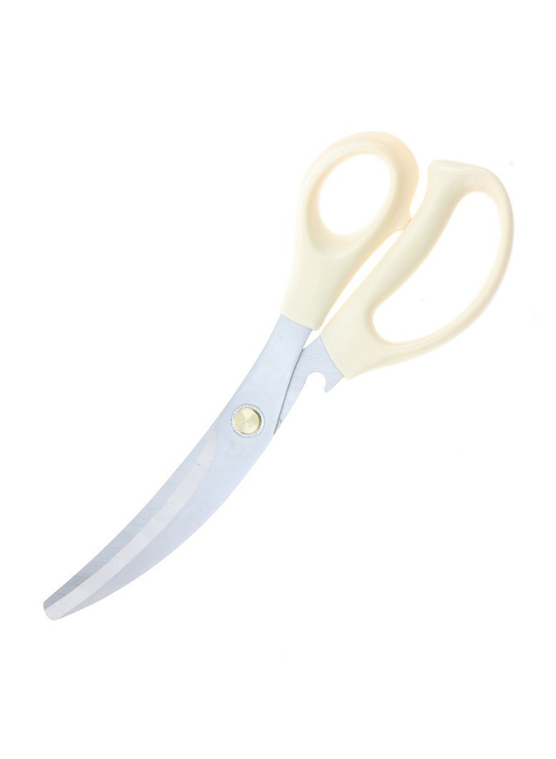 AROAQ Kitchen Scissors, Heavy Duty All Purpose Kitchen Shears, Stainless Steel Curved Blade Barbecue Scissors, Steak Scissors  For Chicken Food Meat And Cooking, ( Cream color) - Image 1