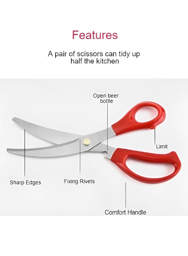 AROAQ Kitchen Scissors, Heavy Duty All Purpose Kitchen Shears, Stainless Steel Curved Blade Barbecue Scissors, Steak Scissors  For Chicken Food Meat And Cooking, ( Cream color) - Image 3