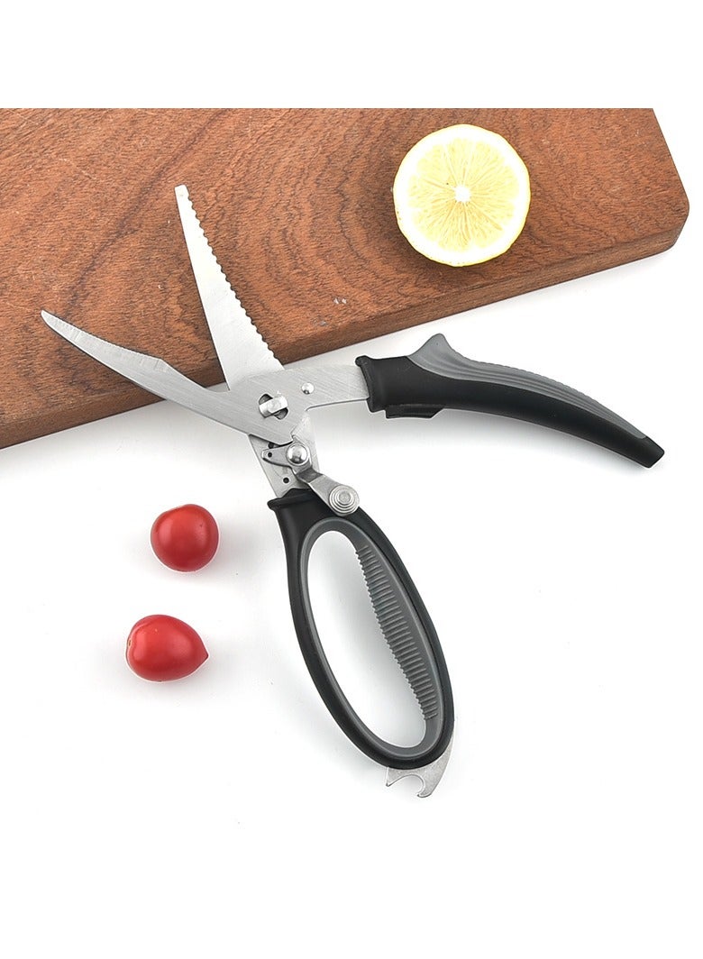 AROAQ Kitchen Scissors, Heavy Duty All Purpose Kitchen Shears, Stainless Steel Curved Blade Barbecue Scissors, Steak Scissors  For Chicken Food Meat And Cooking, ( Cream color) - Image 4