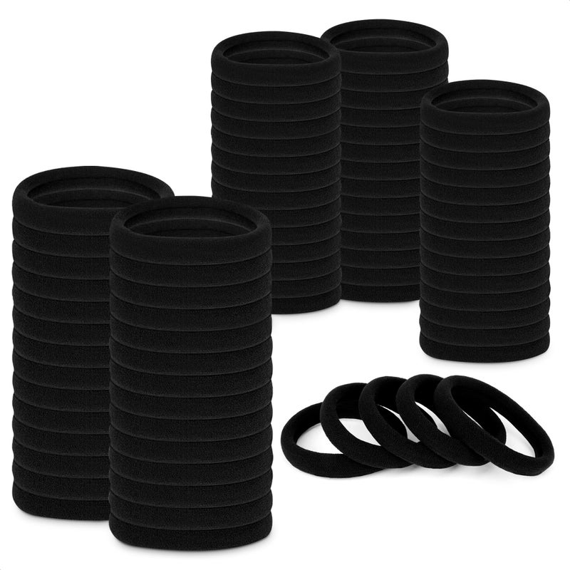 MYCRITEE 100 Pcs Black Hair Ties Bulk - Seamless Hair Ties No Damage Black Pony Tails Hair Ties for Women Elastic Hair Bands - Ponytail Holders Hair Elastics - Image 1