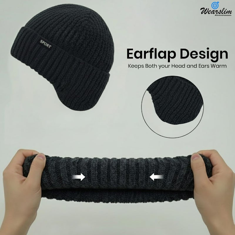 Wearslim قبعات صوف دافئة ®، قبعة رأس مع دفاية رقبة مجموعة قبعات شتوية وشالات للرجال والنساء - Image 3