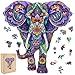 Qiuenisray Wooden Puzzles for Adults Elephant Jigsaw Puzzles 200 Pieces FSC Certified Wall Decor Unique Shape Animal Adult Puzzles Creative Gift for Family Game 124x114 in - Image 2