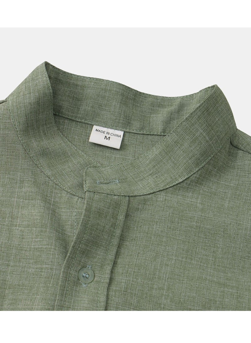 Summer new men's short-sleeved solid color men's shirt  - Image 4
