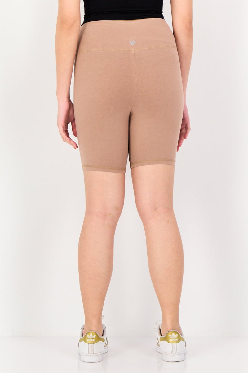 FOREVER 21 Women Sportswear Fit Plain Biker Shorts, Pure Beige - Image 3