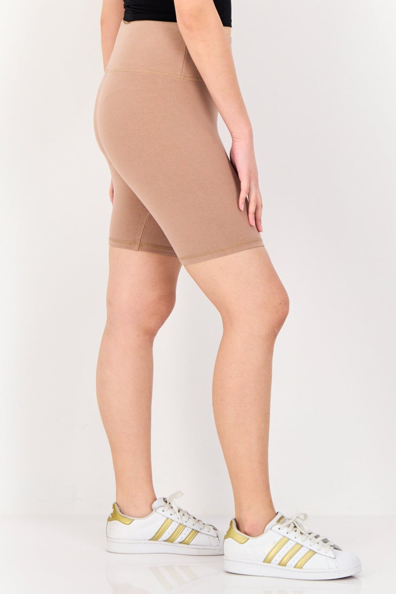 FOREVER 21 Women Sportswear Fit Plain Biker Shorts, Pure Beige - Image 2