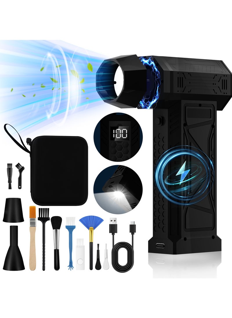Jubilin Jet Dry Mini Blower, 180000 RPM Portable Mini Jet Dry Blower, 4 Speeds Adjustable Electric Air Duster With  with Flashlight (10000 mAh) for Computer Keyboard,Outdoors,Car,Home  - Image 1