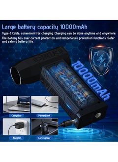 Jubilin Jet Dry Mini Blower, 180000 RPM Portable Mini Jet Dry Blower, 4 Speeds Adjustable Electric Air Duster With  with Flashlight (10000 mAh) for Computer Keyboard,Outdoors,Car,Home  - Image 3